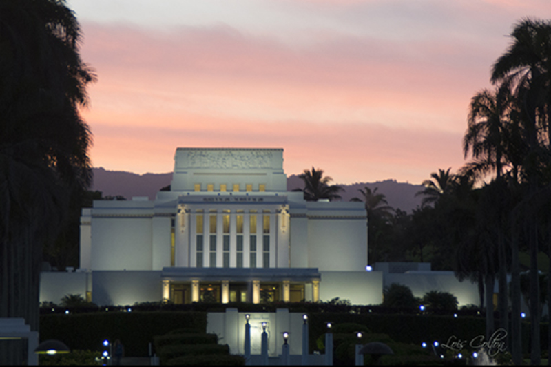 260.spt <b>Sunset Over Laie Temple</b> - Sunset over the Laie Temple, Laie, Hawaii